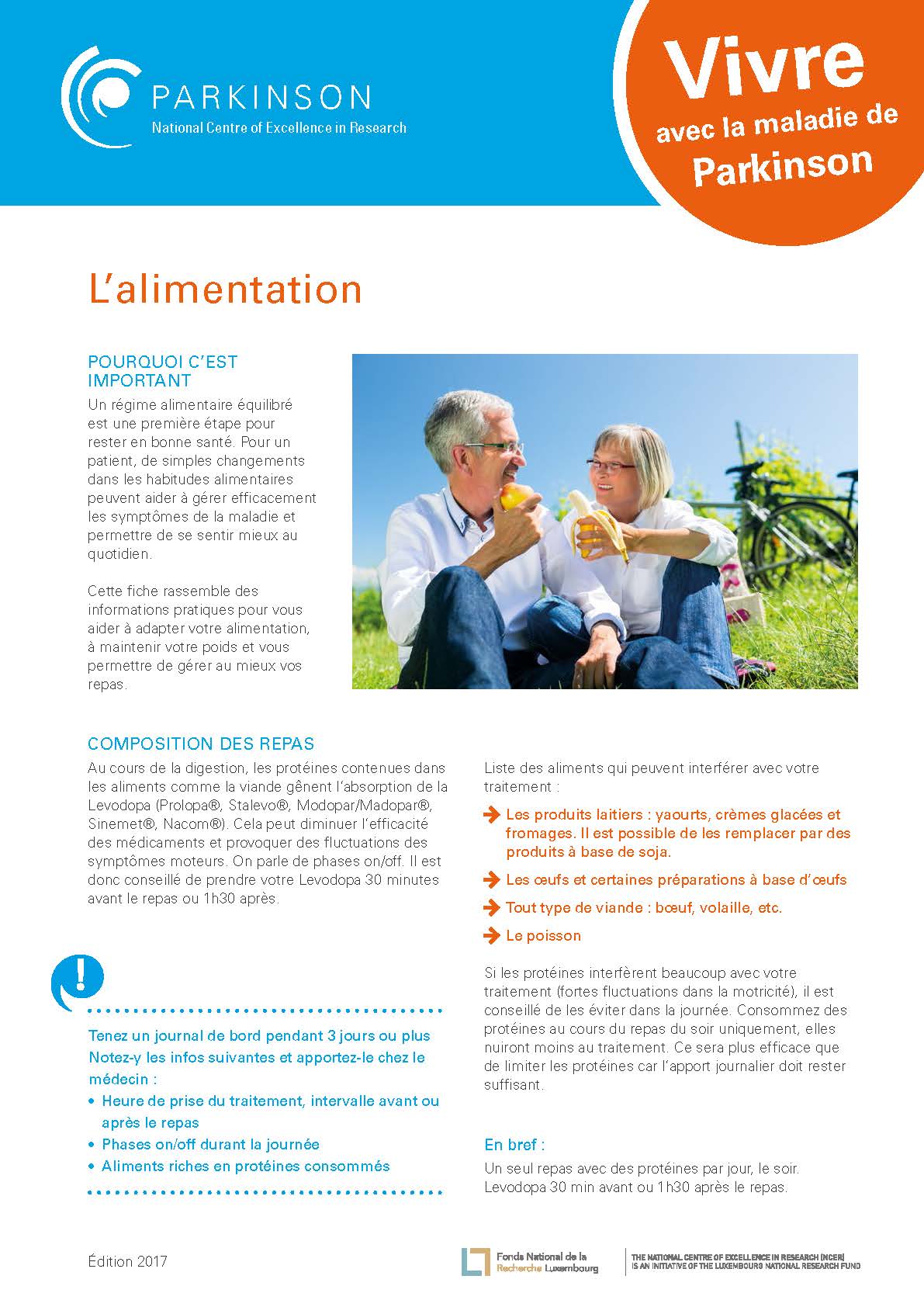 fact sheet - la maladie de Parkinson - alimentation