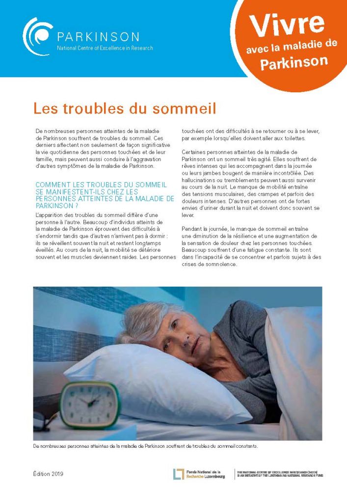 fact sheet - la maladie de Parkinson - troubles de sommeil