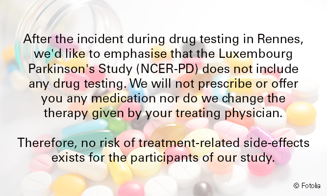 No drug testing in the NCER-PD Research Programme